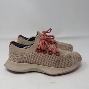 Allbirds Tree Dashers Shoes Womens Size‎ 8 Beige Red Lace Up Athletic Sneakers